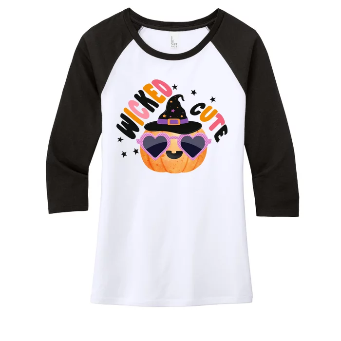 Wicked Cute Witch Halloween Pumpkin Women's Tri-Blend 3/4-Sleeve Raglan Shirt