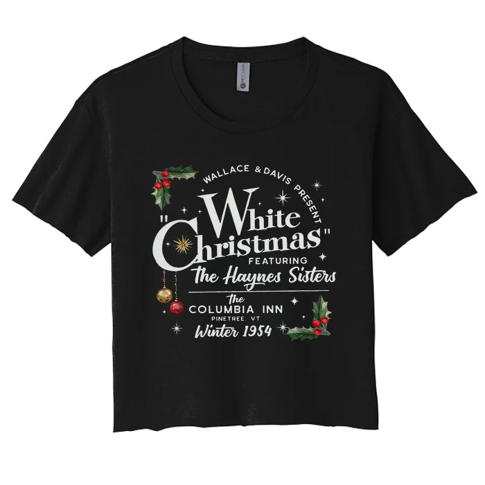 White Christmas Wallace And Davis Haynes Sister Women's Crop Top Tee