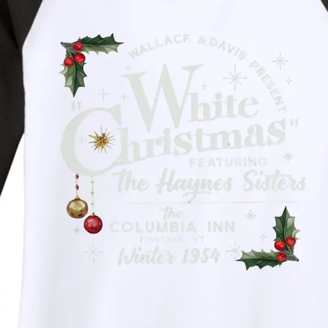 White Christmas Wallace And Davis Haynes Sister Women's Tri-Blend 3/4-Sleeve Raglan Shirt