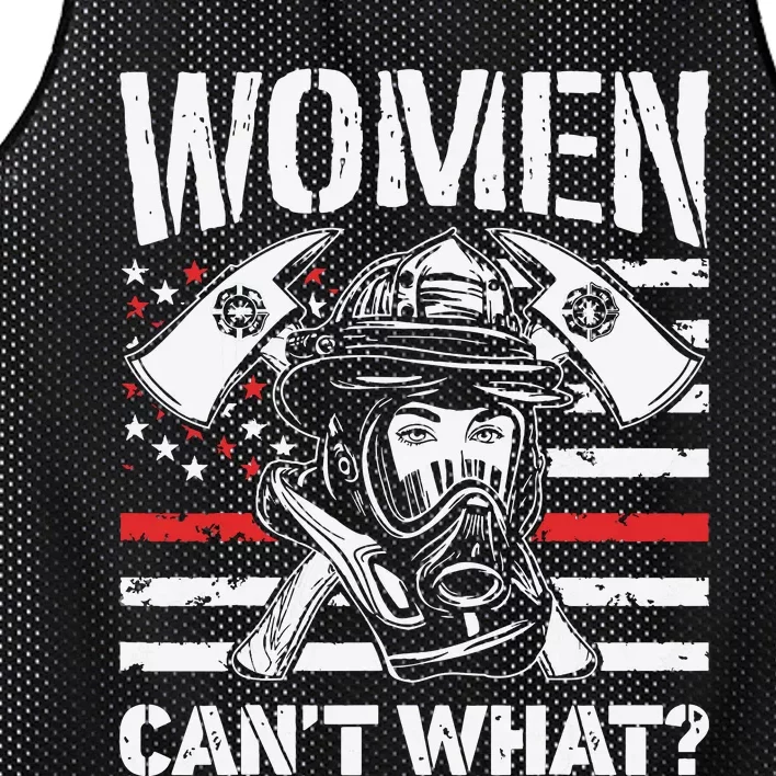 Women Cant What Firefighter Thin Red Line American Flag Mesh Reversible Basketball Jersey Tank