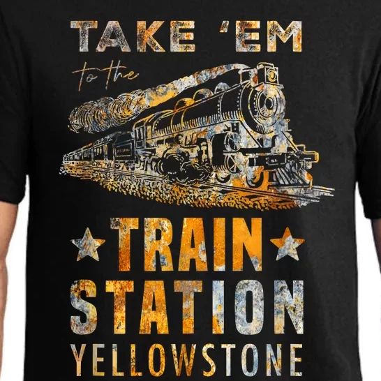 Western Country Yellowstone Take Em To The Train Station Pajama Set