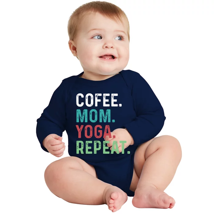 Wo Coffee Yoga Mom Coffee Lover Yoga Workout Meditation Meaningful Gift Baby Long Sleeve Bodysuit