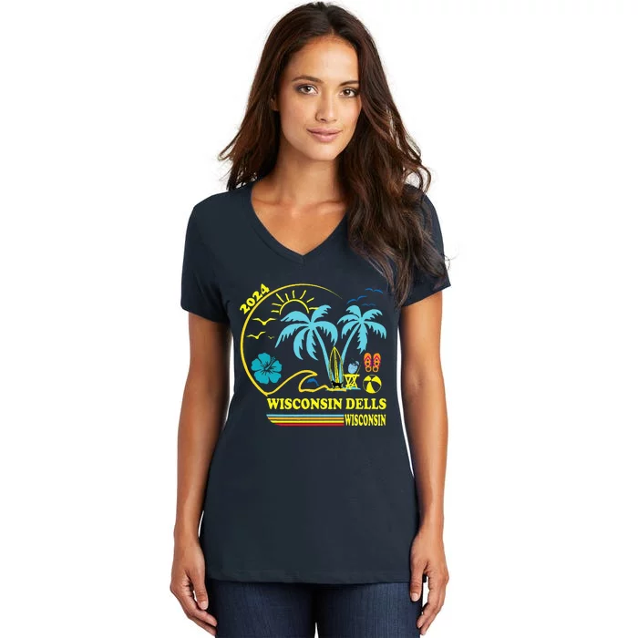 Wisconsin Dells 2024 Family Trip Friends Group Vacation Women's V-Neck T-Shirt