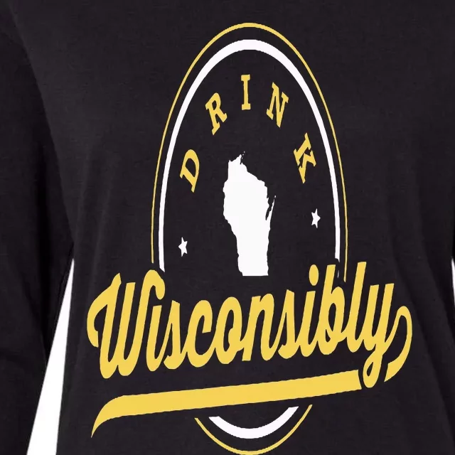 Wisconsin Drinking Alcoholic Wisconsinites Funny Beer Lover Womens Cotton Relaxed Long Sleeve T-Shirt