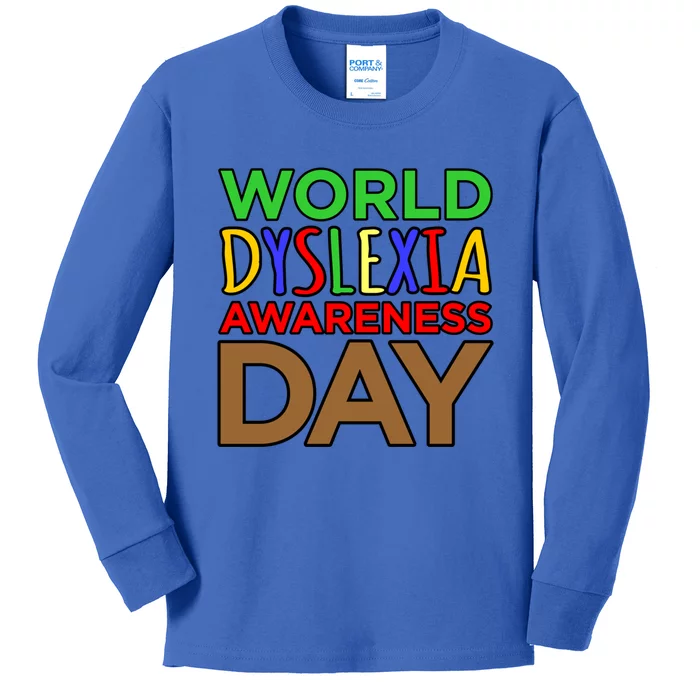 World Dyslexia Awareness Day Silver Ribbon Support Graphic Gift Kids Long Sleeve Shirt