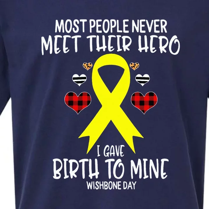 Wishbone Day Awareness Warrior's Mom I Gave Birth To Mine He Sueded Cloud Jersey T-Shirt