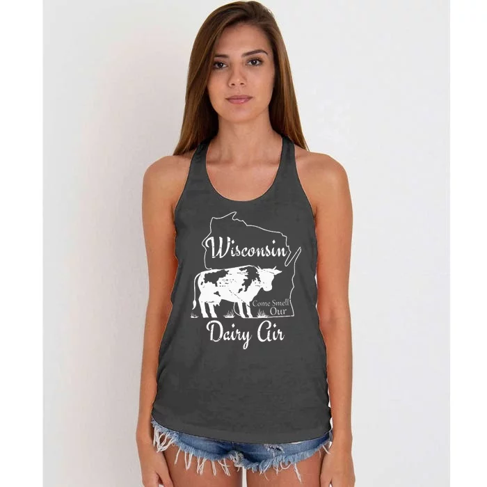 Wisconsin Dairy Air Humor Parody Clothing Women's Knotted Racerback Tank