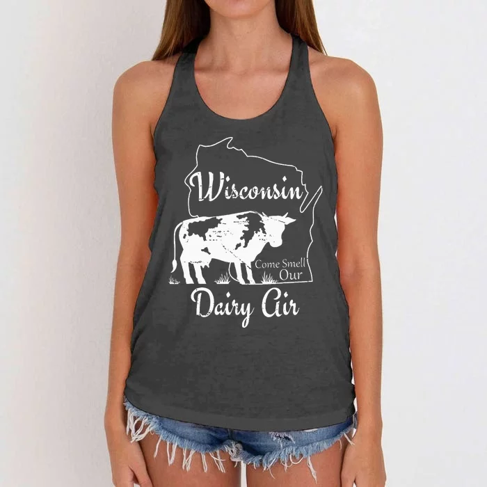 Wisconsin Dairy Air Humor Parody Clothing Women's Knotted Racerback Tank