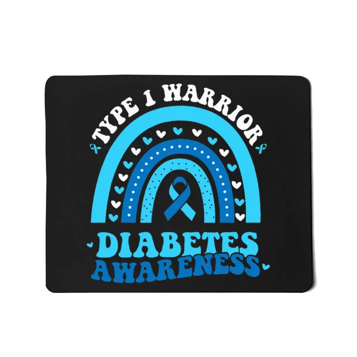 Wo Diabetes Awareness Type 1 Warrior T1D Blue Ribbon Mousepad