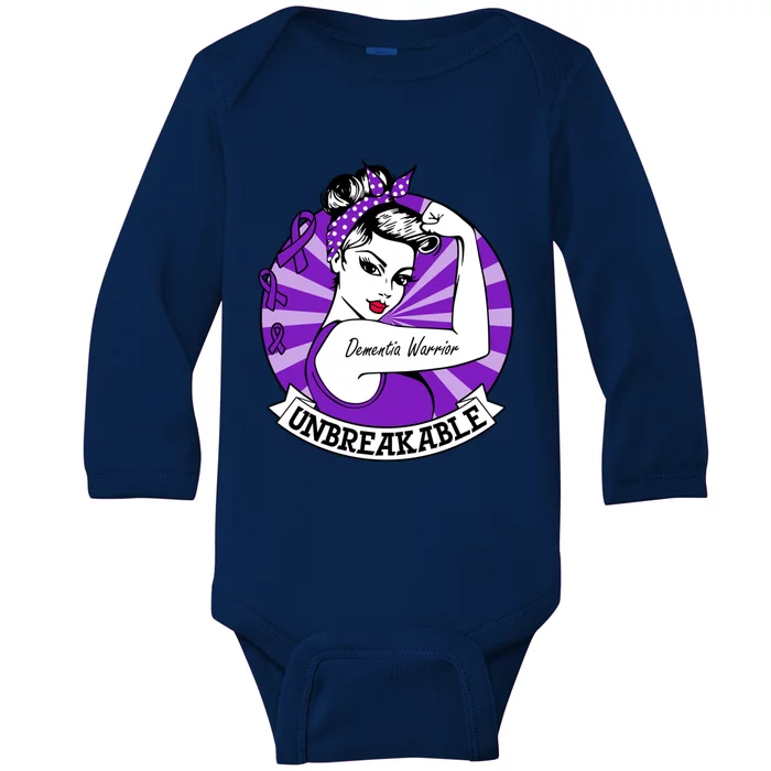 Wo Detia Alzheimer's Warrior Unbreakable Cool Gift Baby Long Sleeve Bodysuit