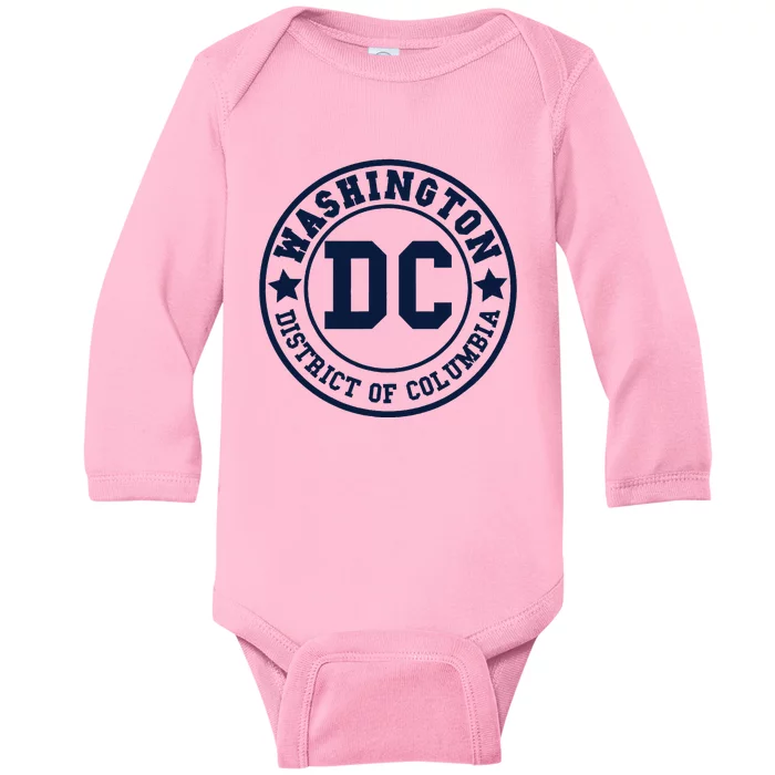 Washington Dc Athletic Throwback Baby Long Sleeve Bodysuit