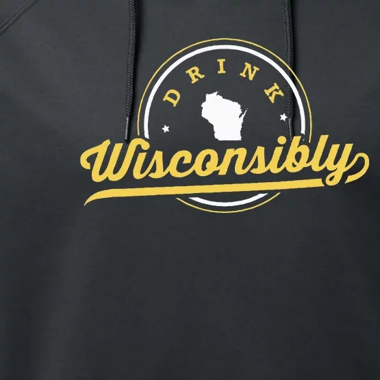 Wisconsin Drinking Alcoholic Wisconsinites Funny Beer Lover Performance Fleece Hoodie