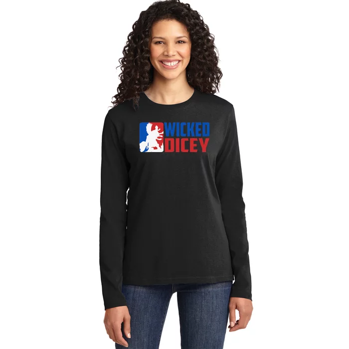 Wicked Dicey Baseball Logo Style Ladies Long Sleeve Shirt