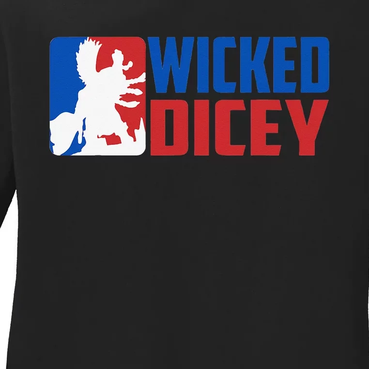 Wicked Dicey Baseball Logo Style Ladies Long Sleeve Shirt