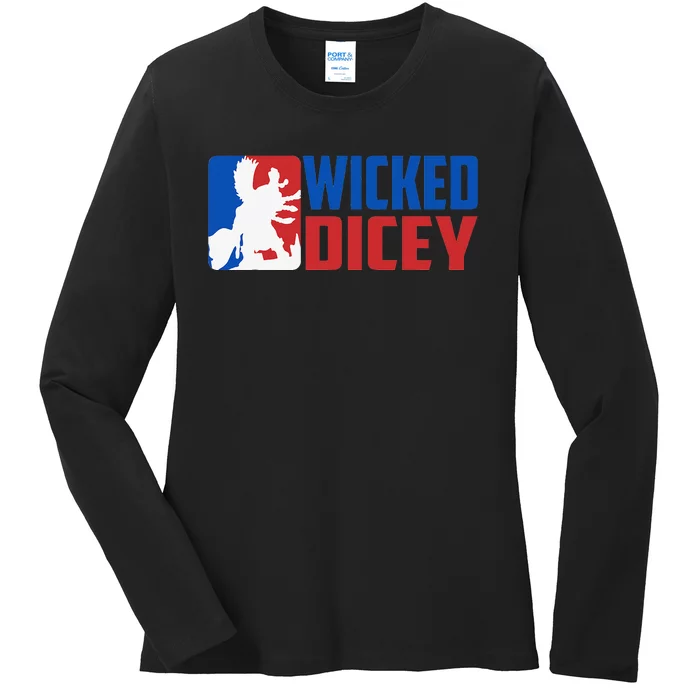 Wicked Dicey Baseball Logo Style Ladies Long Sleeve Shirt