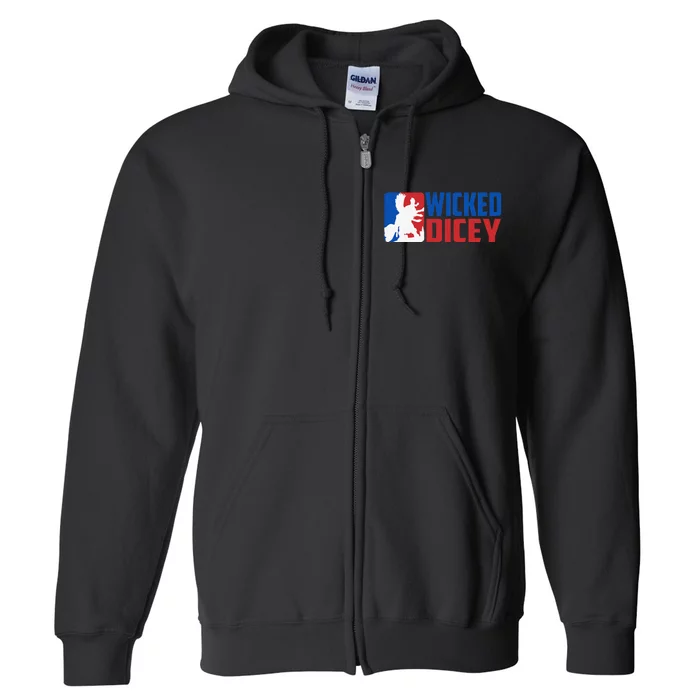 Wicked Dicey Baseball Logo Style Full Zip Hoodie