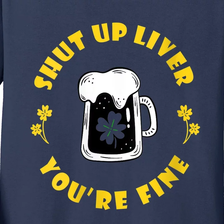 Womens Dark Beer Drinking Saint Patricks Shut Up Liver VNeck Kids Long Sleeve Shirt