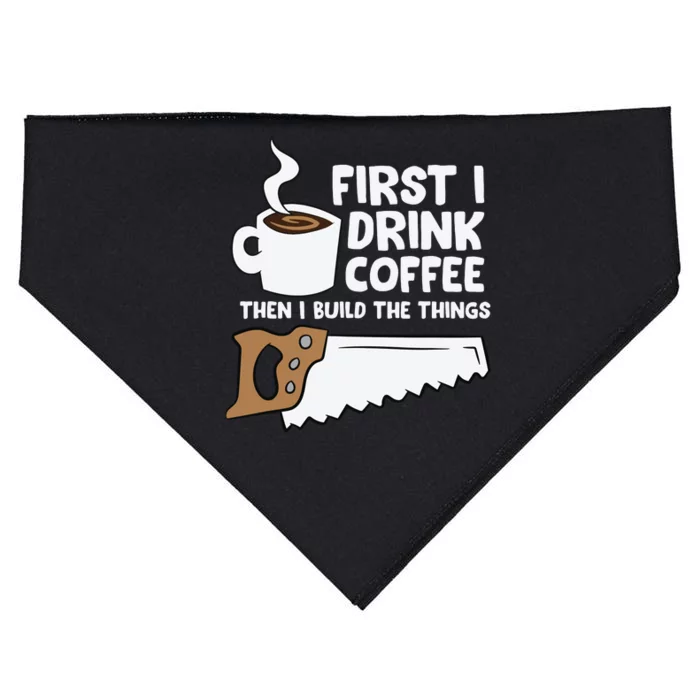 Woodworking Drinking Coffee Woodworker Carpenter Coffee USA-Made Doggie Bandana