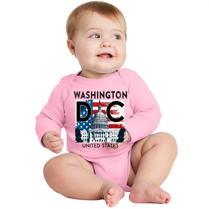 Washington Dc Capitol Hill Usa Souvenirs Baby Long Sleeve Bodysuit