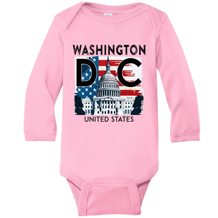 Washington Dc Capitol Hill Usa Souvenirs Baby Long Sleeve Bodysuit