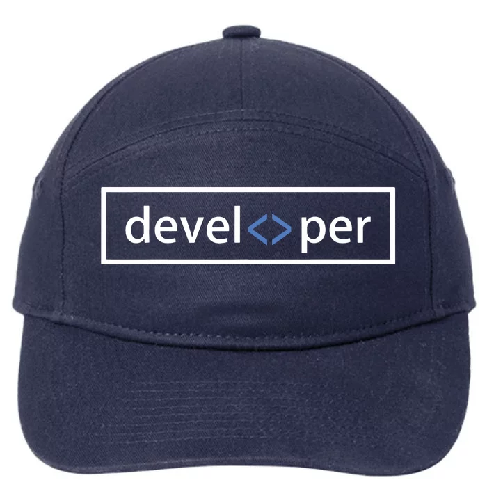 Web Developer Coding Full Stack Programmer 7-Panel Snapback Hat