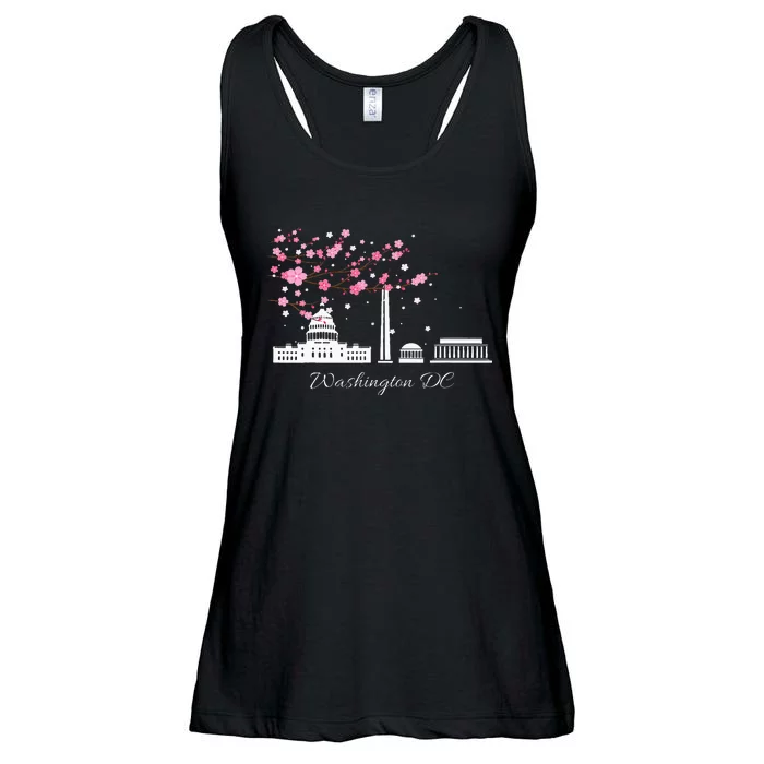 Washington Dc Cherry Blossoms Monuments Memorial Ladies Essential Flowy Tank