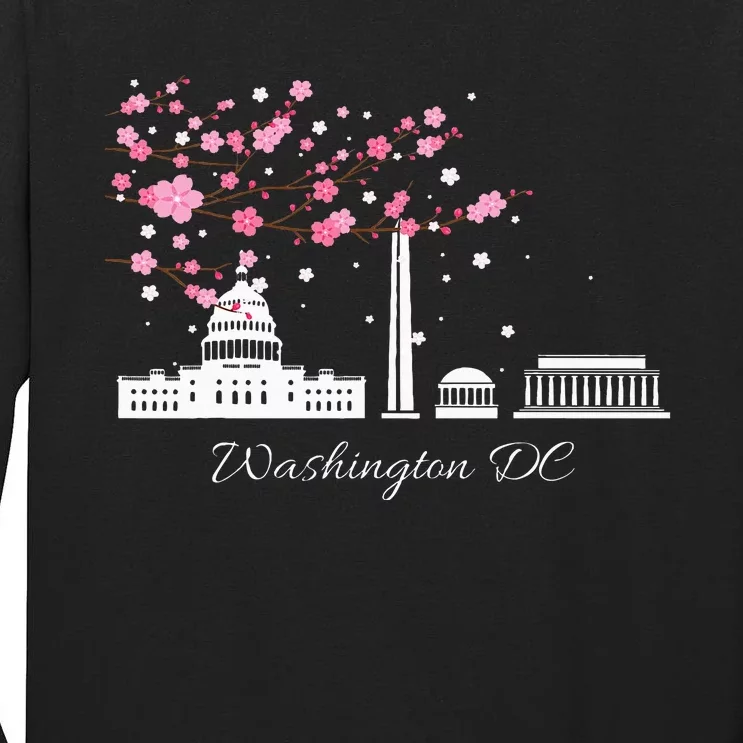 Washington Dc Cherry Blossoms Monuments Memorial Tall Long Sleeve T-Shirt