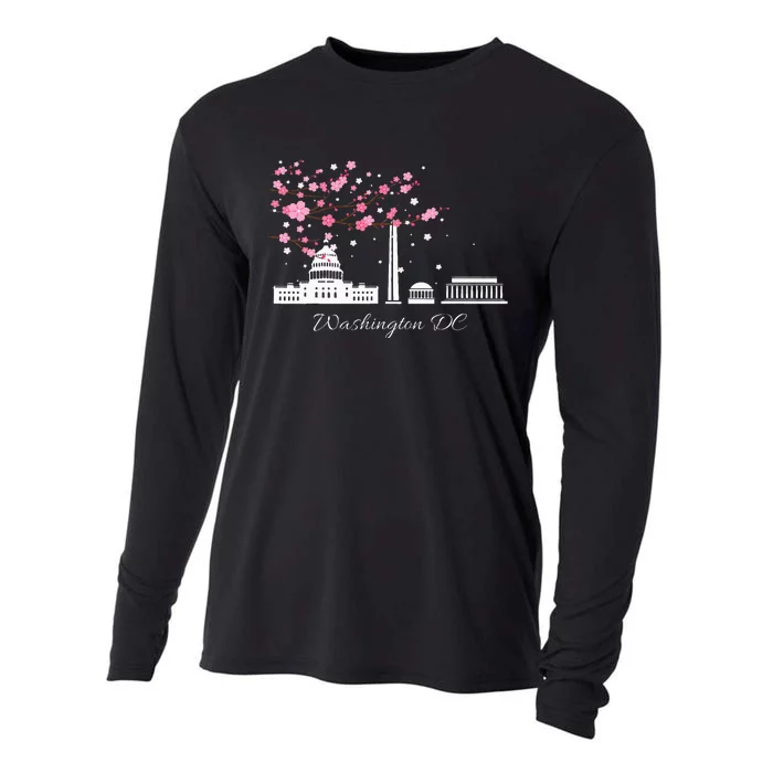 Washington Dc Cherry Blossoms Monuments Memorial Cooling Performance Long Sleeve Crew