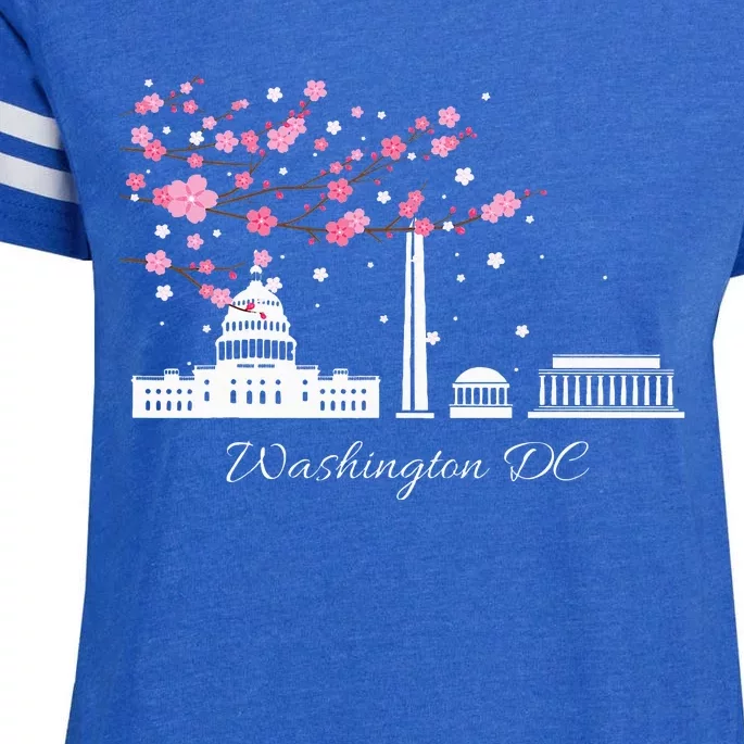 Washington Dc Cherry Blossoms Monuments Memorial Enza Ladies Jersey Football T-Shirt