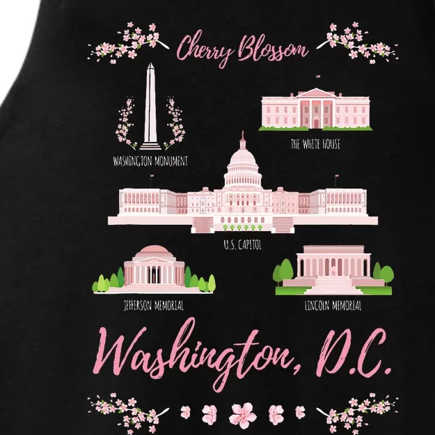 Washington Dc Cherry Blossom Monument Ladies Tri-Blend Wicking Tank