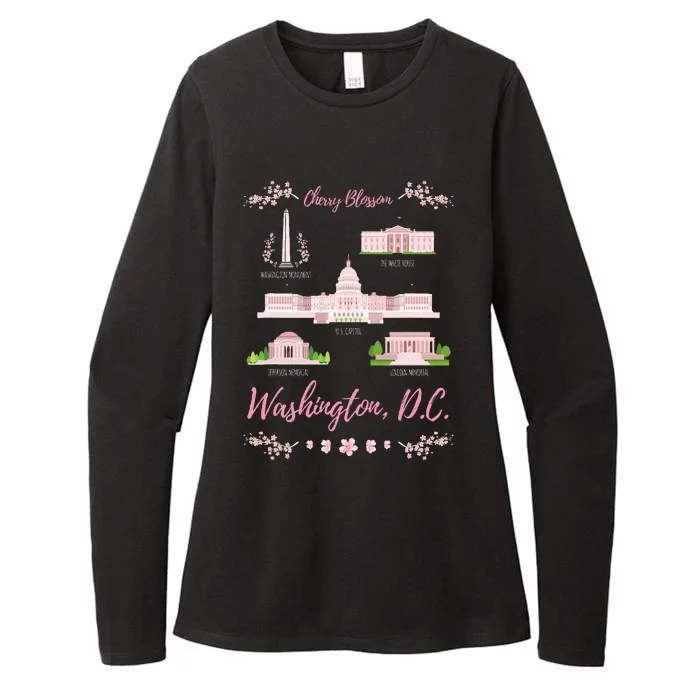 Washington Dc Cherry Blossom Monument Womens CVC Long Sleeve Shirt