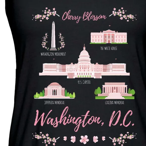 Washington Dc Cherry Blossom Monument Ladies Essential Flowy Tank