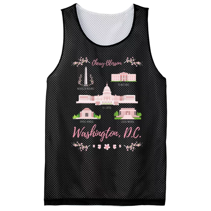 Washington Dc Cherry Blossom Monument Mesh Reversible Basketball Jersey Tank