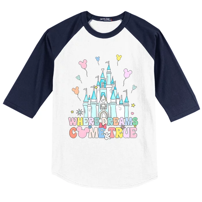 Where Dreams Come True Diz Nee Family Trip Castle Magic Kingdom Baseball Sleeve Shirt