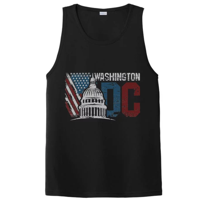 Washington Dc Capitol Hill Usa Flag Souvenir Performance Tank