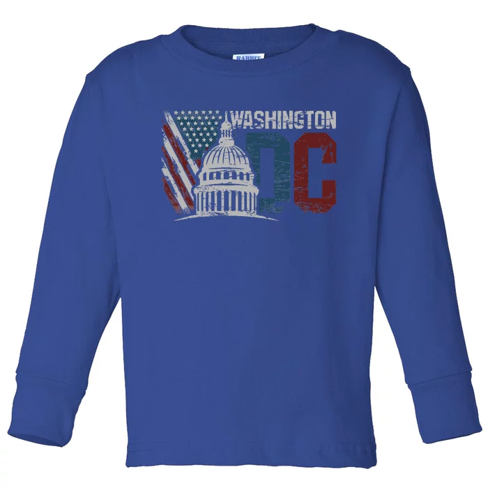 Washington Dc Capitol Hill Usa Flag Souvenir Toddler Long Sleeve Shirt