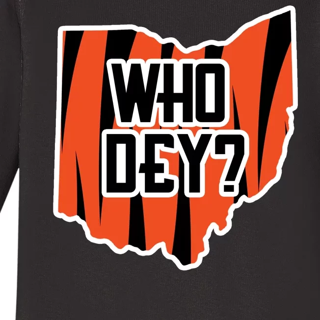 Who Dey? Cincinnati Ohio Baby Long Sleeve Bodysuit