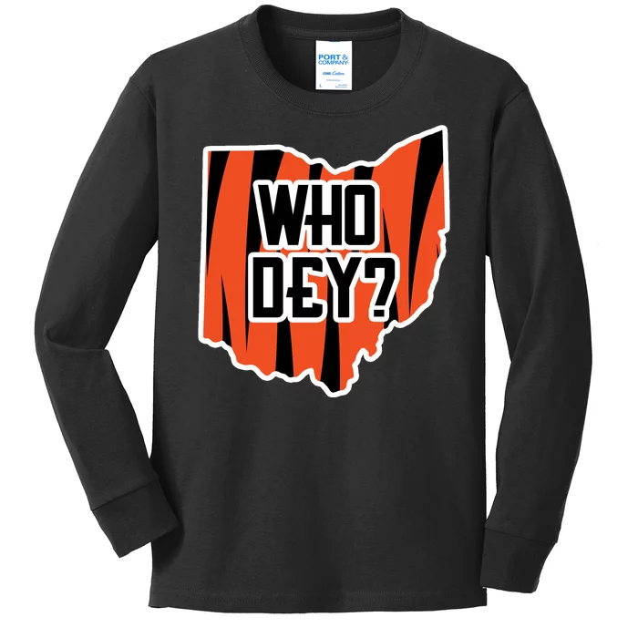 Who Dey? Cincinnati Ohio Kids Long Sleeve Shirt