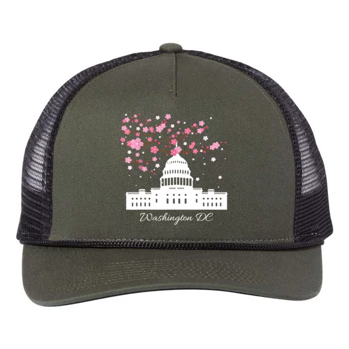 Washington DC Capitol Building Cherry Blossoms TShirt Retro Rope Trucker Hat Cap