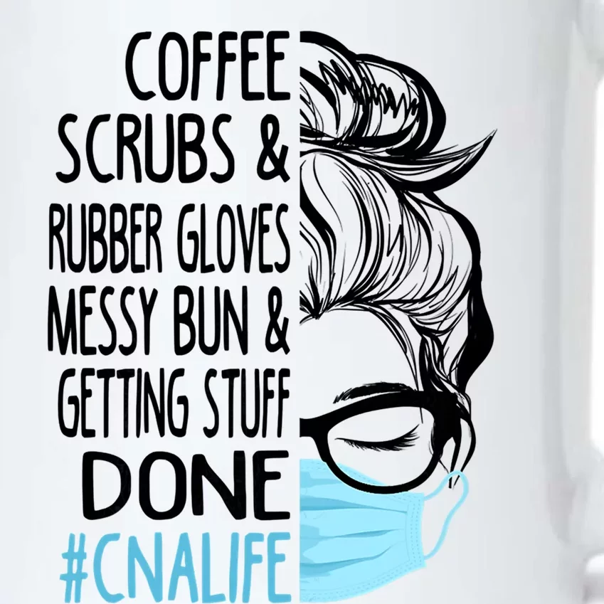 Wo Dy Coffee Scrubs And Rubber Gloves Messy Bun Cna Gift Black Color Changing Mug