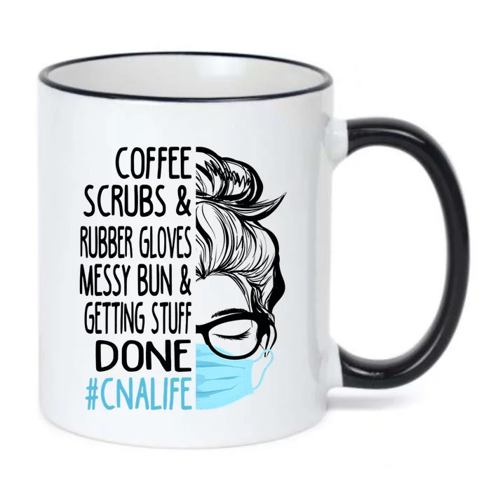 Wo Dy Coffee Scrubs And Rubber Gloves Messy Bun Cna Gift Black Color Changing Mug