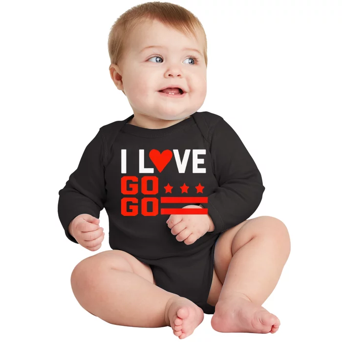 Washington D C I Love Go Go Music Gift For Kids And Adults Baby Long Sleeve Bodysuit