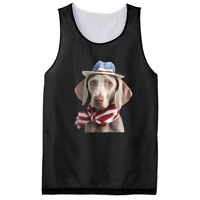 Weimaraner Dog Cute Weimaraners Puppy USA Flag Hat Mesh Reversible Basketball Jersey Tank