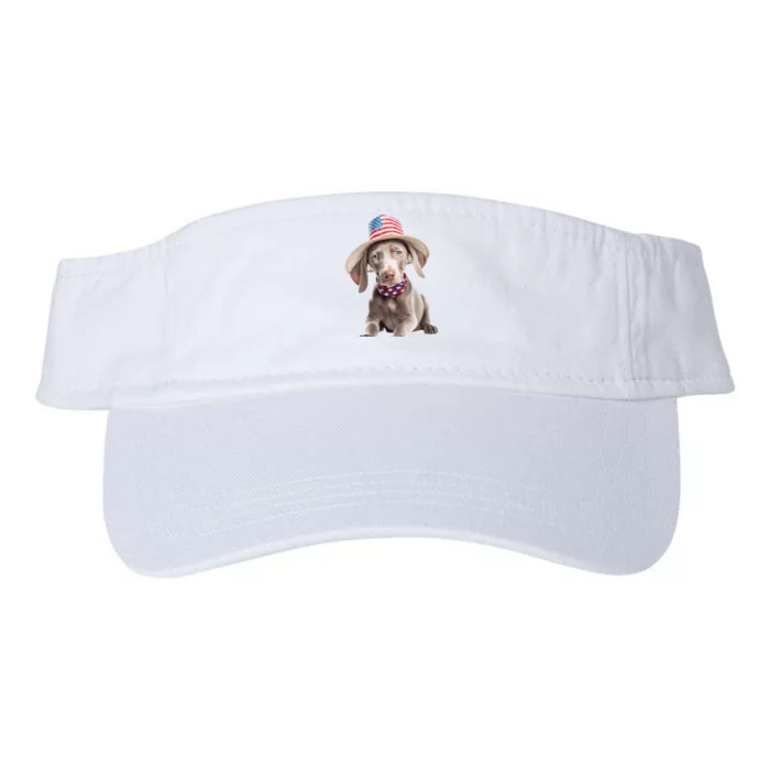 Weimaraner Dog Cute Weimaraners Puppy USA Flag Hat Valucap Bio-Washed Visor