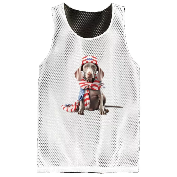 Weimaraner Dog Cute Weimaraners Puppy USA Flag Hat Mesh Reversible Basketball Jersey Tank