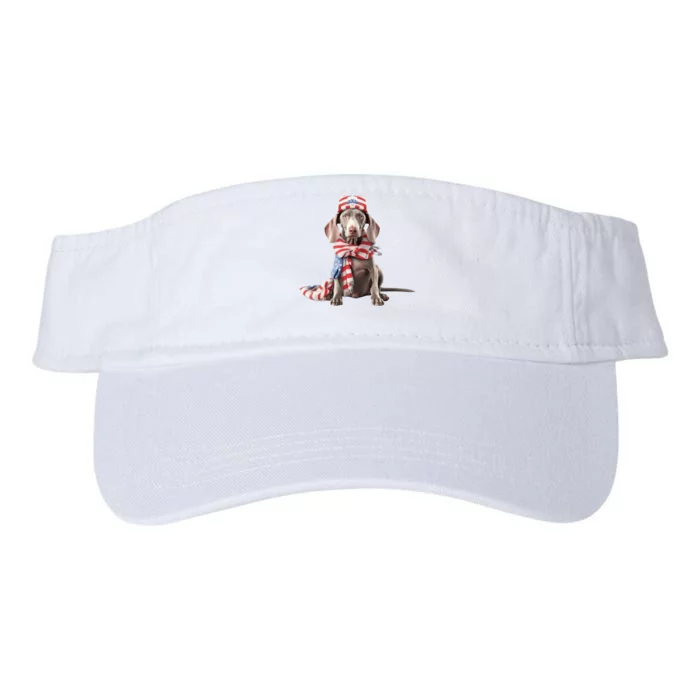 Weimaraner Dog Cute Weimaraners Puppy USA Flag Hat Valucap Bio-Washed Visor