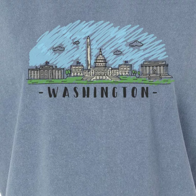 Washington Dc Capital Skyline Silhouette Great Gift Garment-Dyed Women's Muscle Tee