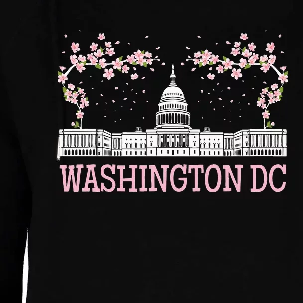 Washington DC Cherry Blossom Monument Womens Funnel Neck Pullover Hood