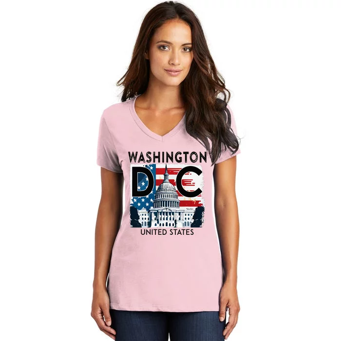 Washington Dc Capitol Hill Usa Souvenirs Gifts Women's V-Neck T-Shirt