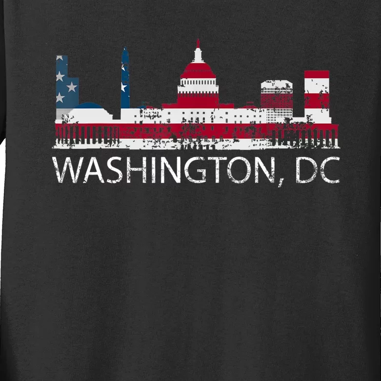 Teeshirtpalace Washington DC Capitol Hill USA Flag Souvenir Design Tshirt Kids Long Sleeve Shirt